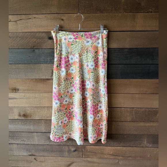 Vintage Floral Midi Skirt Cottagecore Y2K Pastel Spring Garden Skirt - Picture 7 of 11